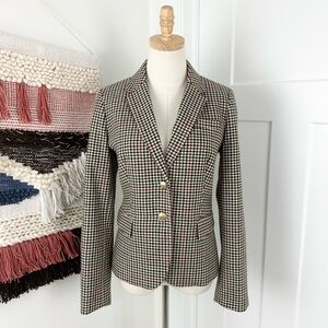 J. Crew Schoolboy Wool-Blend Houndstooth Plaid Single-Breasted Blazer Size 8